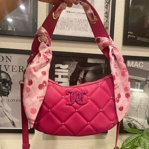 Juicy Couture Pink Quilted Bag with Cherry Scarf